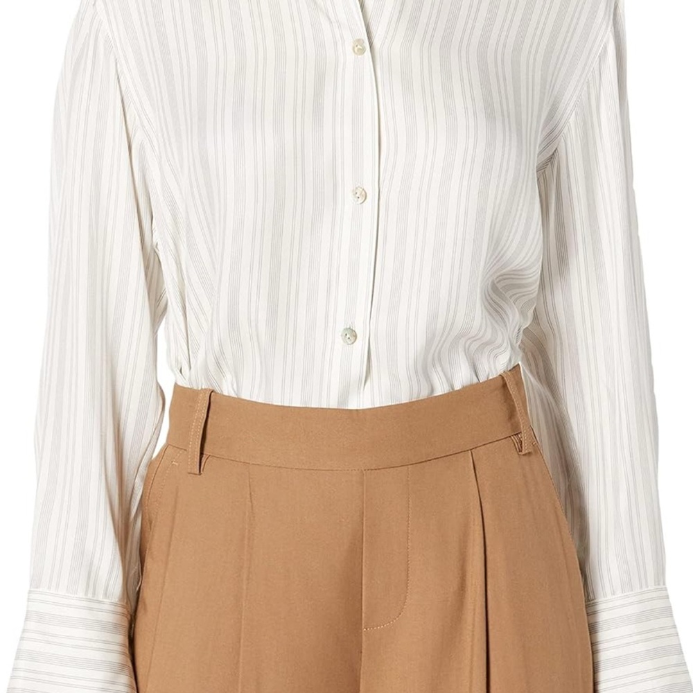 Vince Striped White Blouse silk